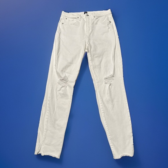 Gap Jeans Woman's Size 28 True Skinny White Denim High Rise Raw Hem 28x26.5 - Picture 1 of 6